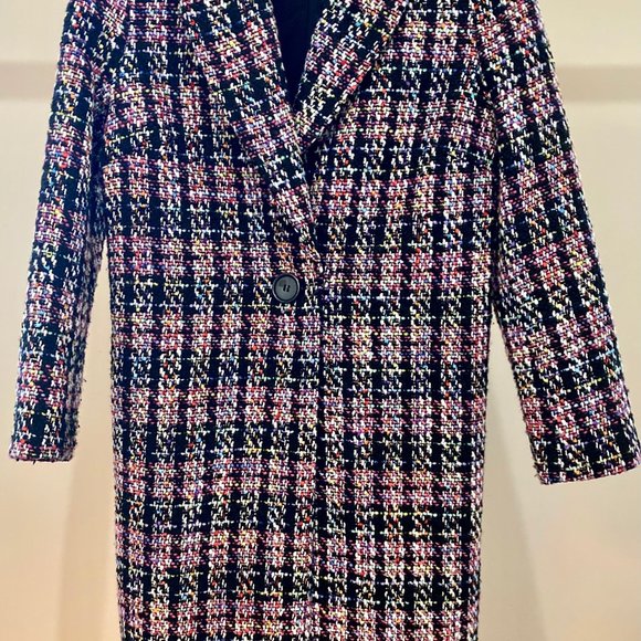 Halogen One-Button Coat (Black/Multi Color) - Picture 2 of 11
